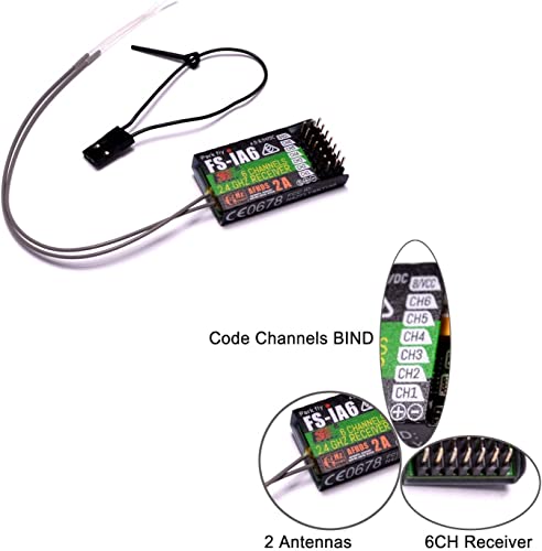 Flysky FS-i6 Transmitter, 6CH Transmitter with FS-iA6 Receiver | 2.4G AFHDS 2A Protocol, High Sensitivity, Low‑power Receiver, 6 Channel Quick Bind, Stable, Mode 2 (Throttle Left)