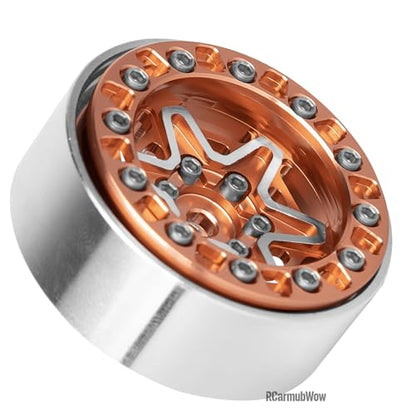 1.3 Inch RC Crawler Wheels Aluminum Alloy Rims Set Compatible with TRX4M Ascent-18 SCX24 FCX24 1/18 1/24 RC Car Upgrades,RCarmubWow 1.3 Beadlock Wheels,4pcs,Brown - color: Brown(4pcs)