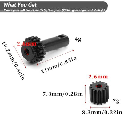 Differential Gear Set - Hardened Steel Planet/Sun Gear Kit for Traxxas Slash 2WD, Rustler, Bandit, Bigfoot, Ford, Nitro, Stampede Upgraded Diff Gear Parts of #2382
