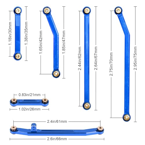 HobbyPark High Clearance Links Set Steering Rod Tie Upgrades for Axial SCX24 Deadbolt AXI90081 B17 Upgrades 1/24 RC Crawler Car (Blue)