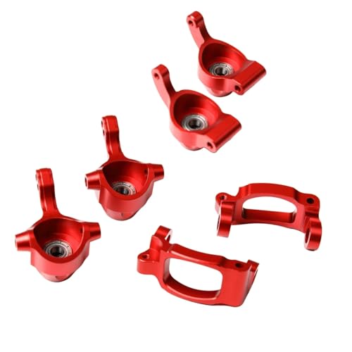 RC Steering Knuckles For Tamiya For TT02B 1/10 CNC Aluminum Front Rear Knuckle Arms C Hub Carrier Set RC Car Upgrade Accessories Replace Parts(Red) - color: Red