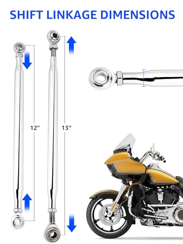 2026 Adjustable Shift Linkage Chrome, Shift Rod | Shifter Linkage, Compatible for Harley Davidson 1986-2024, Street Glide, Electra Glide, Road Glide, Tri Glide, Softail - color: Chrome