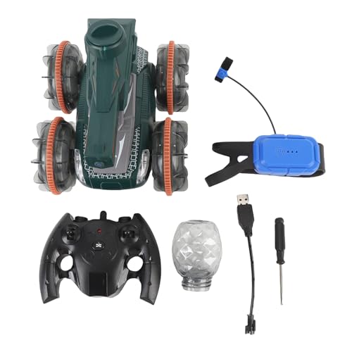 Matybobe RC Gesture Sensor Stunt Car Cool Lights for Water and Land (Green) - color: Green