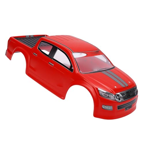 Vikye 1/10 RC Truck Body Shell, Lightweight Clear Pattern Replacement RC Car Shell with Precise Fit, for 26cm Wheelbase Remote Control Vehicles (Red) - color: Red