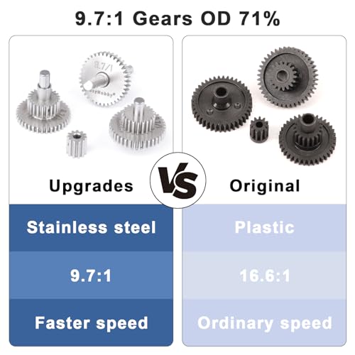 Transmission Gear Set Stainless Steel High Speed Diff Gear for Traxxas TRX4M TRX4MT 1/18 RC Crawler Upgrades (9.7:1) - size: 9.7:1