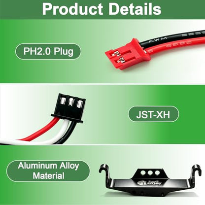 2PCS 7.4V Lipo Battery 2S 360mAh PH2.0 Plug Rechargeable Lithium Battery with RC Battery Aluminum Side Plate for RC Axial SCX30 Upgrade Crawler Car Trucks - color: 2pcs 360mAh, w/ battery tray