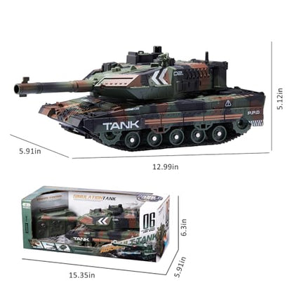 RC Tank for Kids that Shoots, Auto Demo, Lights, Sounds, Smoke | Remote Control Tank, 360° Rotating Turret, RC Military Vehicle Tank Toy for Boys 6-12 Birthday Gift