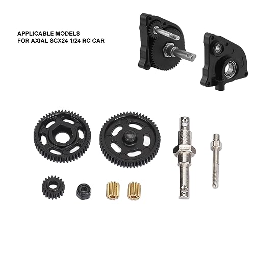 RC Transmission Gear Set, 8Pcs Heavy Duty Steel Gearbox Upgrade for Axial SCX24 1/24 RC Crawler Car, High Performance Metal Gears with Stainless Steel and Copper