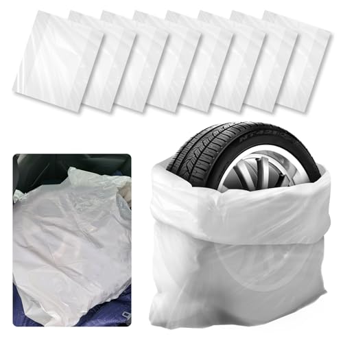 8PCS Extra-Large Tire Covers,Tear-Resistant LDPE Plastic Tire Bags for Storage & Transport Car Tires Wheel,Waterproof Dustproof Tire Storage Bag Car Accessories for Most Vehicles (8PCS) - size: 8PCS