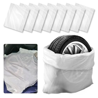 8PCS Extra-Large Tire Covers,Tear-Resistant LDPE Plastic Tire Bags for Storage & Transport Car Tires Wheel,Waterproof Dustproof Tire Storage Bag Car Accessories for Most Vehicles (8PCS) - size: 8PCS