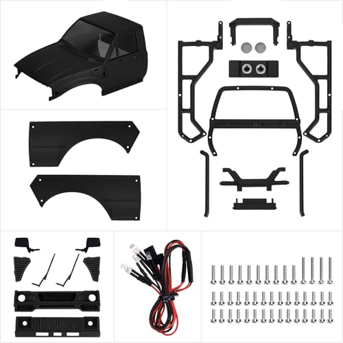 INJORA IR60-24 Body for SCX24 C10 Bronco Wrangler Base Camp 4Runner (Black) - color: Black