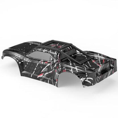 HAIBOXING 1/12 RC Car Spare Parts Body Shell Black for 2997A, Brushless RC Truck Replacement Part Car Body with Roof Racks/Rails & Top Light (2997A-BM01 & T2700 & T2707)
