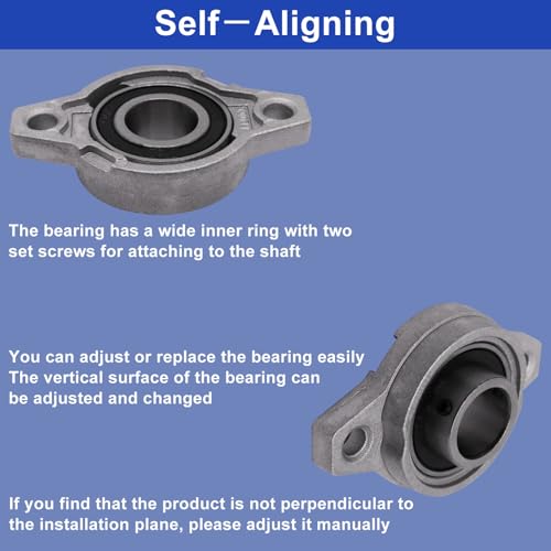 11/16 inch Pillow Block Bearing 4Pcs, 17mm ID Mounted Pillow Block Bearings, Zinc Alloy Steel Mounted Flange Bearing, Self Alignment, KFL003 - size: 11/16"(KFL003)
