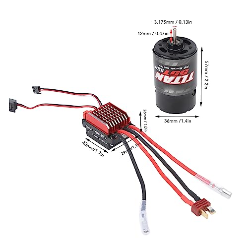 550 55T Brushed Motor, High Power 55T Brushed Motor 60A ESC Set Controller Combo for 1/10 RC Truck Car Axial HSP HPI Etc