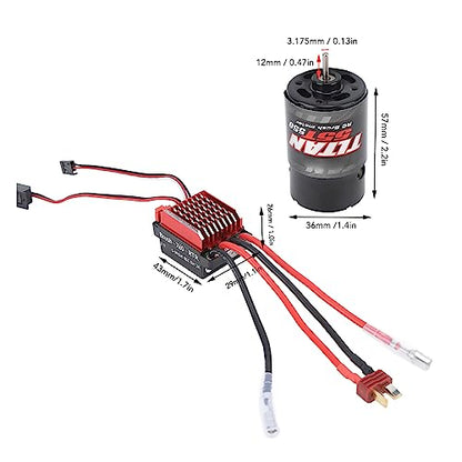 550 55T Brushed Motor, High Power 55T Brushed Motor 60A ESC Set Controller Combo for 1/10 RC Truck Car Axial HSP HPI Etc