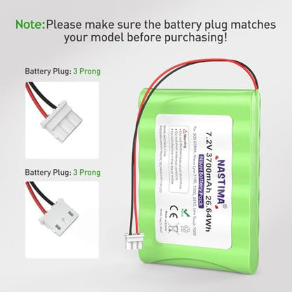 NASTIMA 7.2V NIMH Battery Compatible with Honeywell Alarm Lynx 5100, 5200 | 3700mAh battery replacement for Honeywell 5210, Lynx Touch 7000, Lyric Controller Lyric Keypad - size: White 3 Prong