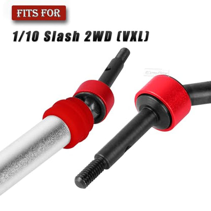 RC Driveshafts Axle Upgrades Part for 1/10 Slash 2WD(VXL),Hard Steel Front & Rear CVD Drive Shafts,2pcs,Silver &Red - color: Red(2pcs)