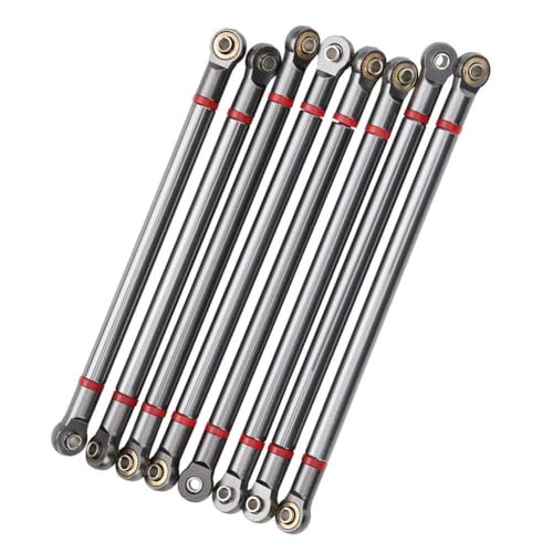 RC Link Rods, 8Pcs Aluminium Alloy Rod Links Linkage Chassis 313mm Wheelbase for Axial SCX10 1/10 Scale RC Crawler Car Steering Linkage Upper & Lower Upgrade Parts(Ti) - color: Ti