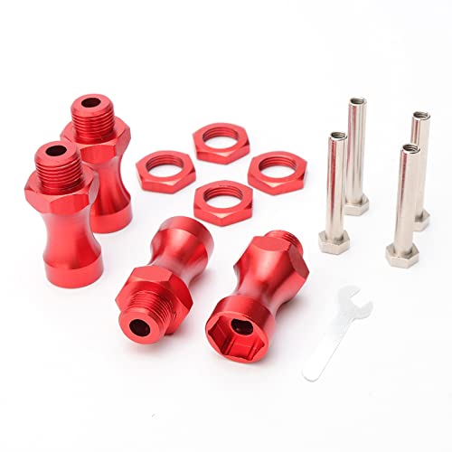 4pcs Aluminum 12mm to 17mm Wheel Hex Hub Conversion Adapter for 1/10 RC Buggy SCT Monster Truck Traxxas Redcat Arrma Upgrade Parts, Red - color: Red