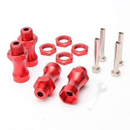 4pcs Aluminum 12mm to 17mm Wheel Hex Hub Conversion Adapter for 1/10 RC Buggy SCT Monster Truck Traxxas Redcat Arrma Upgrade Parts, Red - color: Red