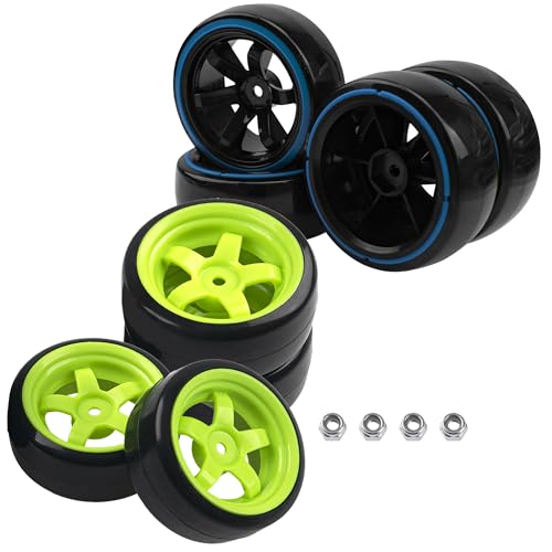 5-Spoke Hard Plastic Wheel Rims & Plastic Tires 12mm Hex & 1/10 RC Drift Car Tires Hard Plastic Tyre & 12mm Hex Hub Wheel Rims 6 Spoke