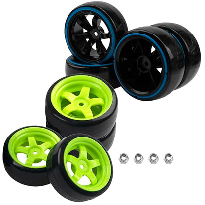 5-Spoke Hard Plastic Wheel Rims & Plastic Tires 12mm Hex & 1/10 RC Drift Car Tires Hard Plastic Tyre & 12mm Hex Hub Wheel Rims 6 Spoke