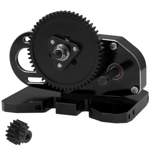 ShareGoo Aluminum 2Low Gearbox Middle Transmission w/Overdrive Gear for LCG Chassis Compatible with Axial SCX10 II III 90046 Capra TRX4 1/10 RC Crawler (Black) - color: Black