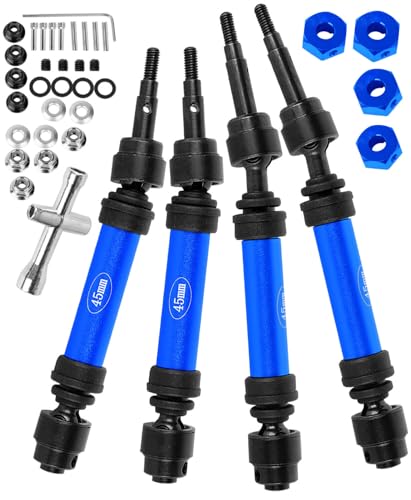 RC #45 Steel Front Rear Driveshaft/Drive Shaft Upgrades Part for 1/10 Slash,Rustler,Stampede,Jat0 4WD 4X4 VXL,F0rd F15O Rapt0r R 4WD,CVD Axles with Hex(#9051#9052) Navy Blue - color: Navy Blue-(Upgrades）