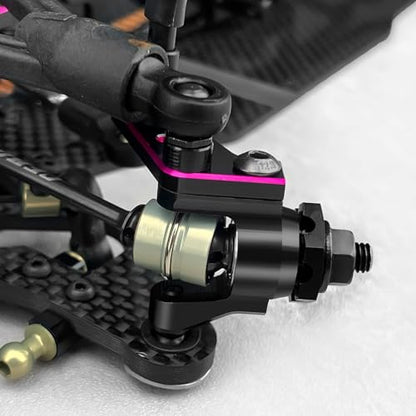 2PCS RC Aluminum Universal Front Rear Steering Knuckles Carrier Blocks Steering Cup Compatible with 1/10 Cero Ultra On Road Touring RC Car Upgrades (Black) - color: Black