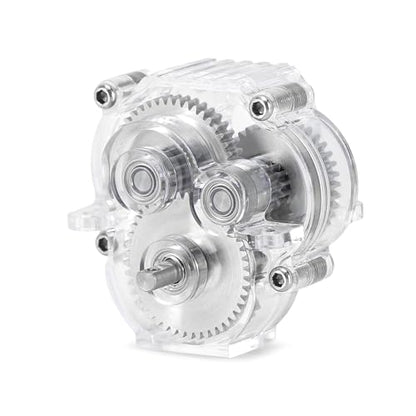 INJORA Acrylic Complete Transmission with Stock Gears for 1/18 RC Crawler TRX4M Upgrade - size: 16.6/1