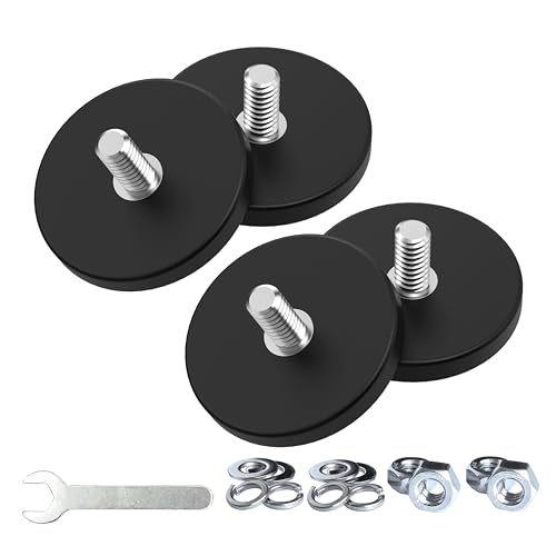 Magnetpro 4 Pieces Strong Rubber Coated Mounting Magnets 30 LB | Anti-Scratch & Anti Corrosion, Over 30 LB Adhesive Power, 1/4"-20 Stainless Steel Male Thread with Nuts, For PTZ, Camera - size: 30LB - 1/4"-20 Male SS 4P