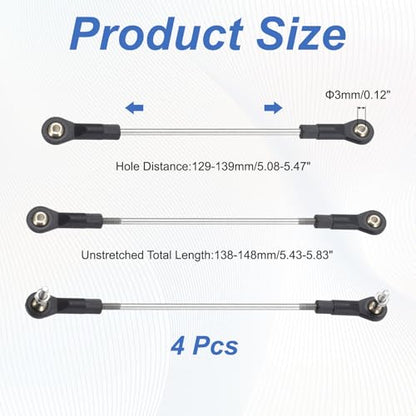 MECCANIXITY 4Pcs Adjustable Turnbuckles Camber Link, 129-139mm Turnbuckle Rod Steering Servo Linkage with M3 Ball Head Rod Ends for RC Car Replace Parts - size: 129-139mm