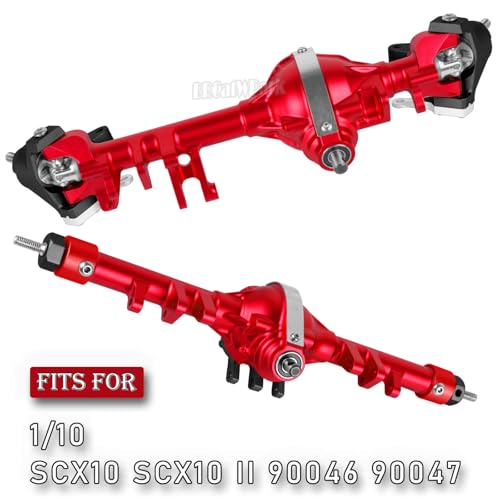Aluminum Axles Upgrades Part for 1/10 SCX10 SCX10 II 90046 90047 RC Crawler Car,RC Alloy Front Rear Axle Hops Up,Red (Black Cover) - color: Red (Black Cover) - (Axles)