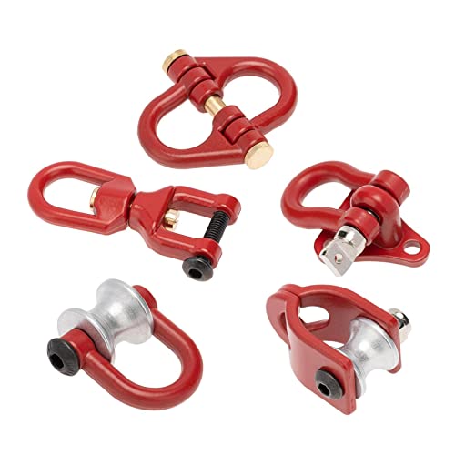 1/10 RC Car Crawler Trailer Towing Shackles - Metal Hooks for SCX10 TRX4 D90 - Upgrade Parts for Rock Climbing Cars - 5Pcs Set Included - Red - color: Red