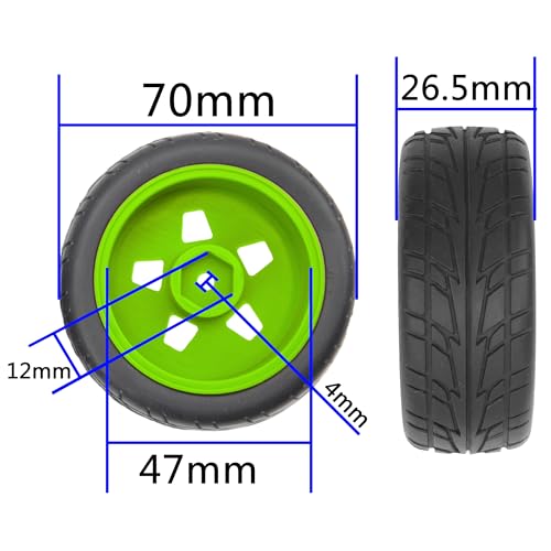 ShareGoo Nylon Wheel Rims with Rubber Tire RC 12mm Hex Compatible with HSP Tamiya Kyosho RedCat Sakura WLtoys 1/10 RC On-Road Racing Touring Car (Green) - color: Green