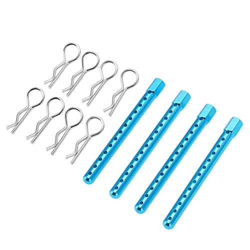 RC Body Post High Strength Aluminum Alloy RC Car Shell Column with Buckle for HSP 94102 94122 94103 94123 1/10 Scale RC Cars (Blue) - color: Blue