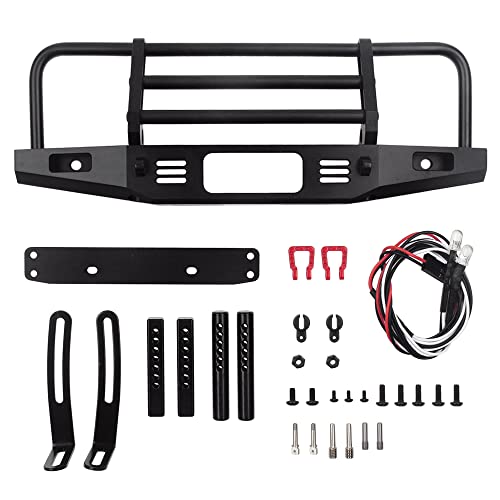 INJORA Adjustable Metal Front Bumper for 1/10 TRX4 SCX10 SCX10 II (Black) - color: Black