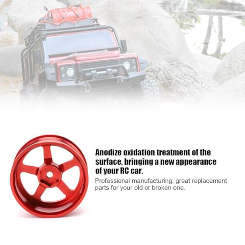 HERCHR RC Wheel Hub, 4Pcs Aluminum Alloy Wheel Rim Hub Accessory Parts for HSP94123 1/10 RC Drift Crawler Car - color: Red