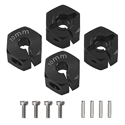 Aluminum Alloy 12mm Wheel Hex Hub Drive Adapters with Pins Screws Compatible with Axial SCX10 HSP HPI Tamiya Redcat 1/10 RC Crawler Car (10mm, Black) - color: Black, size: 10mm