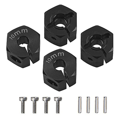 Aluminum Alloy 12mm Wheel Hex Hub Drive Adapters with Pins Screws Compatible with Axial SCX10 HSP HPI Tamiya Redcat 1/10 RC Crawler Car (10mm, Black) - color: Black, size: 10mm