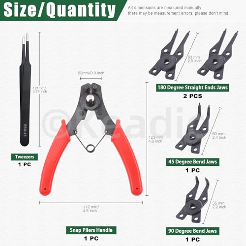 Keadic 312Pcs [M4-M28] C-clip External Retaining Rings Snap Rings Assortment Kit & [1.5mm-10mm] E-clip Circlip Ring Assortment Set & Pcs Snap Ring Plier with Tweezers (Alloy Steel)