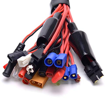 Readytosky 19 in 1 Lipo Battery Charger Adapter Convert Cable | Banana Plug to JST/T-Plug/XT60/EC3/EC5/HXT 4mm, For RC Car Drone