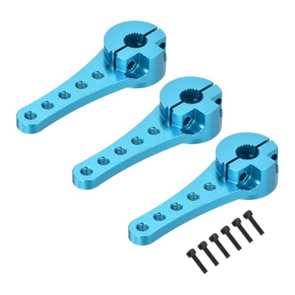MECCANIXITY 3 Pcs Aluminum Servo Horn Long 25T Steering Arm 46mm Length Sky Blue Suitable for DIY RC Car/Boat/AirplanesBoat Model Accessories with M2.5 Screws - color: Sky Blue