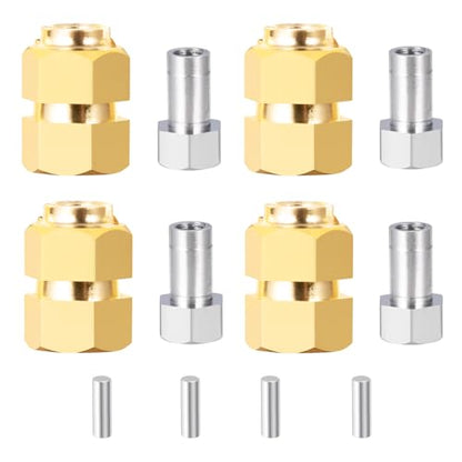 LSG Brass Wheel Hex Hub Extension Adapter Extenders for Tra-xxas 1/18 TRX4 | CNC Machined Wheel Spacers Upgrade Parts - color: Yellow