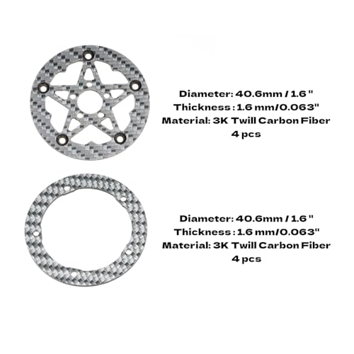 1.6" (40.6mm) Super Wheels, Carbon Fibre Beadlock Wheel fit for SCX24 TRX4M FCX24 FCX24M CR18P 1/24 1/18 RC Crawlers Upgrade, Style C, Silver - color: Silver, size: Style C