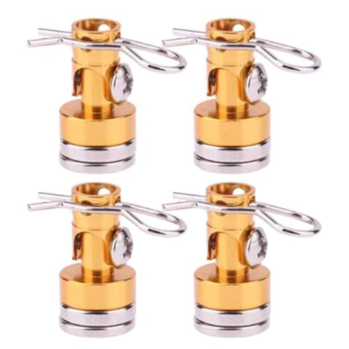 4pcs Magnetic Body Post Mount Clips for 1/10 RC Drift Car – Metal Shell Column with Strong Magnets, No-Drill Installation(Yellow) - color: Yellow