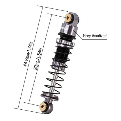 INJORA 39mm Shocks- Aluminum Threaded Shock Adjustable Absorber Oil Damper for Axial SCX24 FMS FCX24M 1/24 RC Crawler Car Upgrade Parts(Grey) - color: Grey