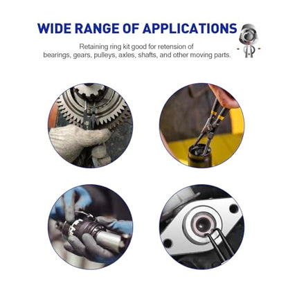 Boatsea 300-Pcs Internal Circlip Snap Retaining Clip Ring Assortment Set, Alloy Steel Internal Snap Ring Circlip Snap Retaining Clip Ring Assortment Set, Includes 15 Sizes of M8-M36 - size: Internal Retaining 300PCS