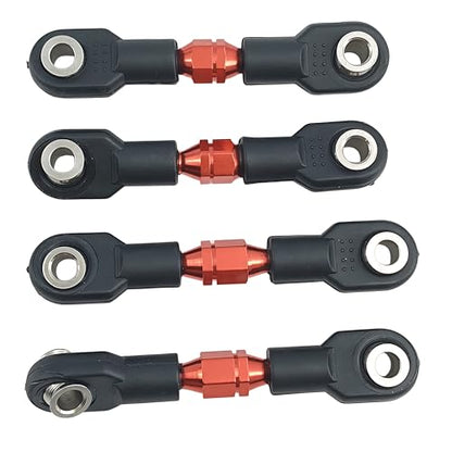 Adjustable Aluminum Pull Rod Set for 1/10 4-Tec Ford Mustang RWD (Red) | On-Road Drift,8348 10542,Turnbuckles,Steering Linkage,CNC Machined,High Strength,Precision Fit,Wear Resistant,RC Upgrade - color: Red