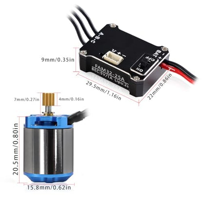 SCX30 Brushless Motor ESC Combo 25A 5000KV External Rotor Upgrade for Axial SCX30, 1/30 RC Crawler Brushless Power System Aluminum Case, High Torque Low Speed Off Road Motor Kit